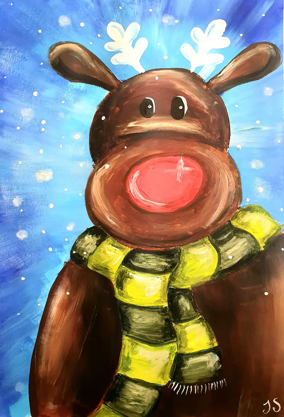 Reindeer Selfie painting