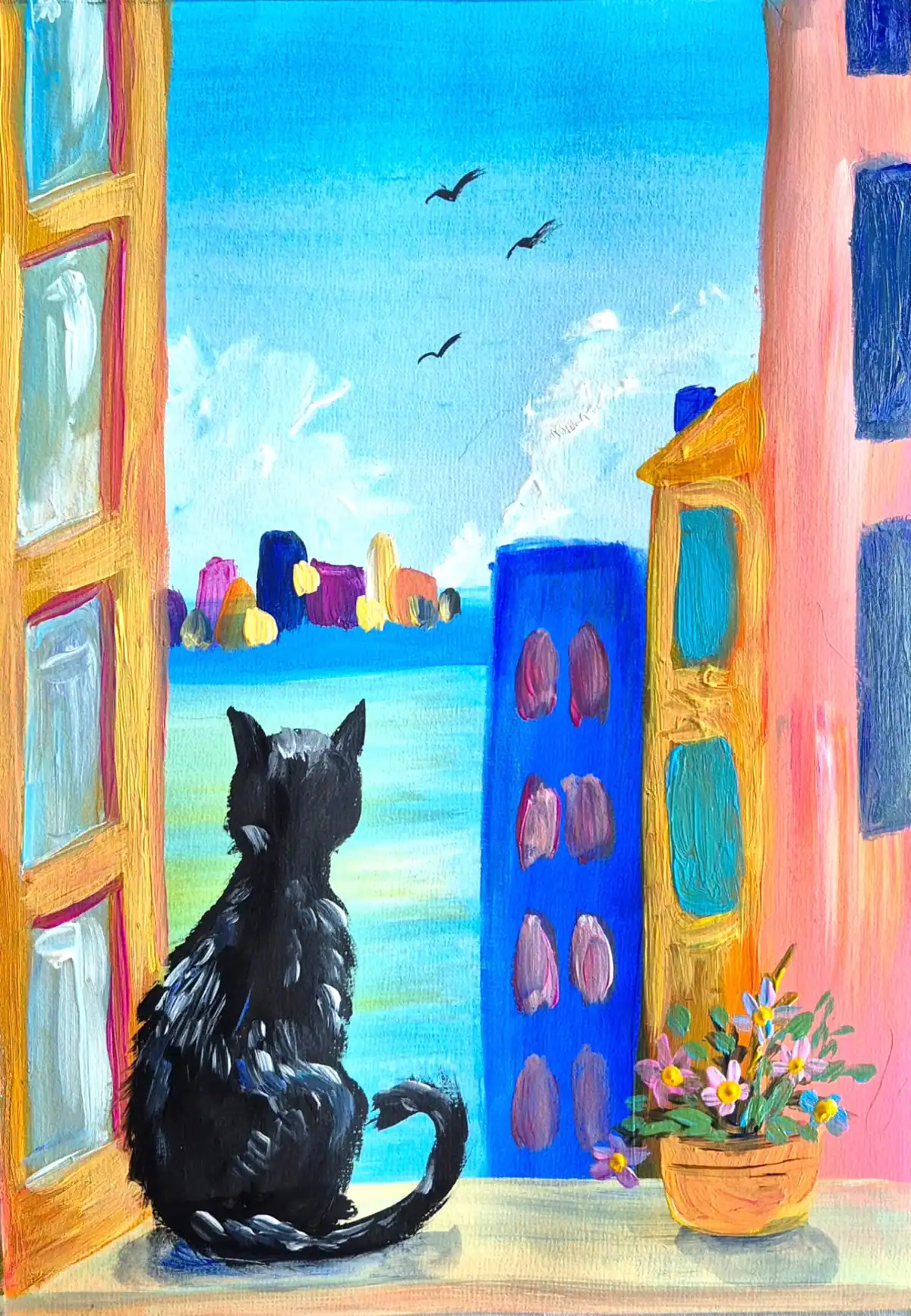 Cats View painting