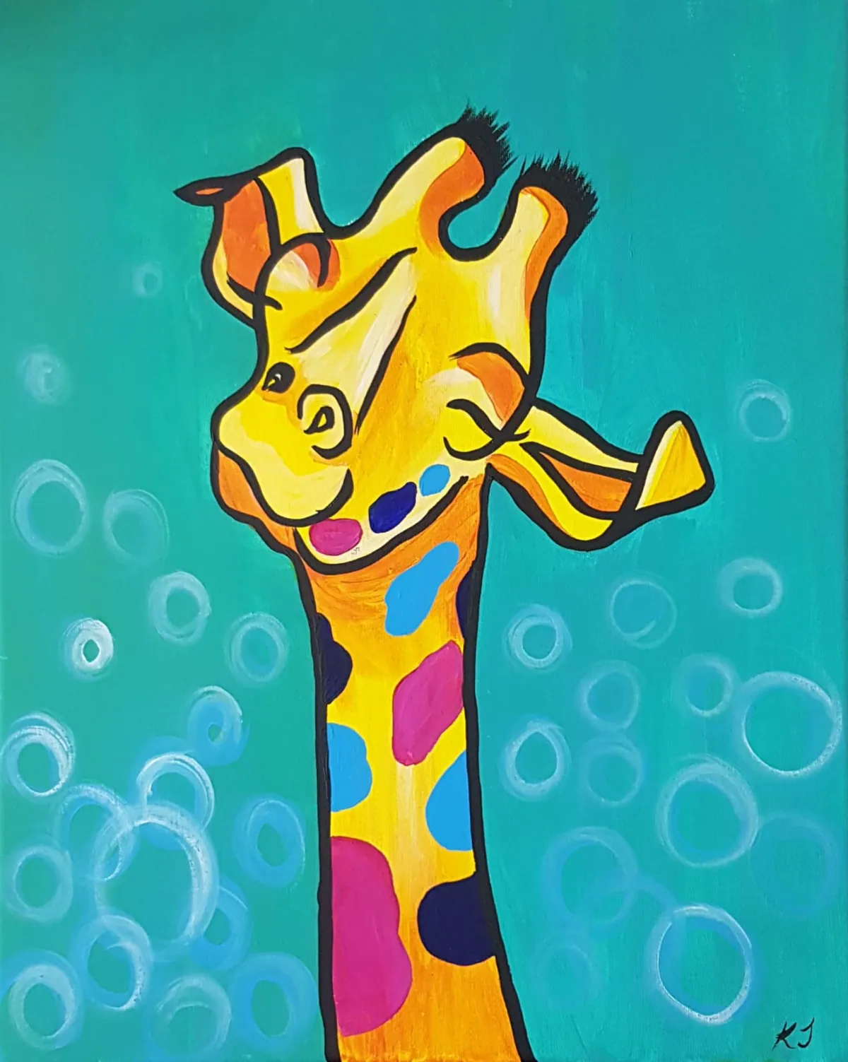 Blissful Giraffe painting