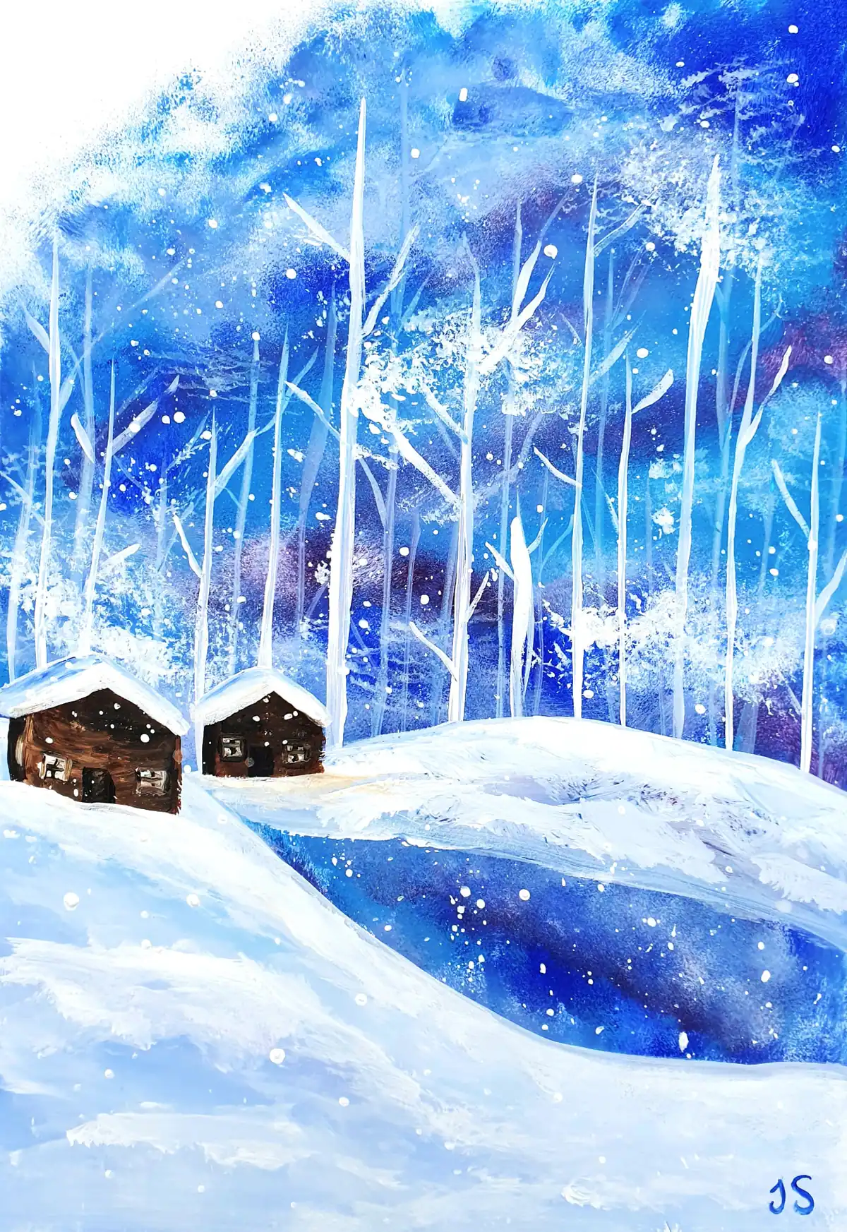 Winter Cabins painting