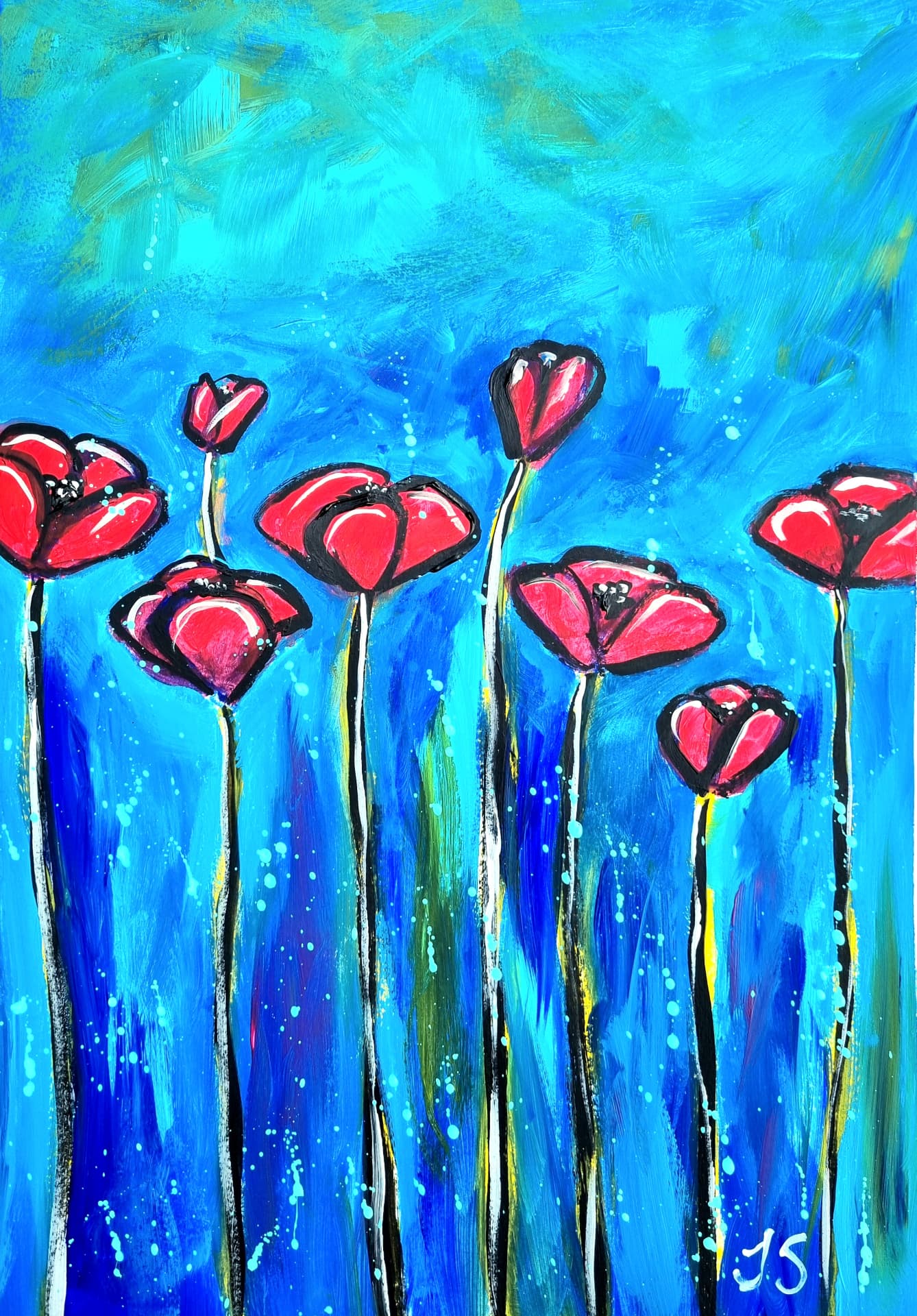 Abstract Poppies painting
