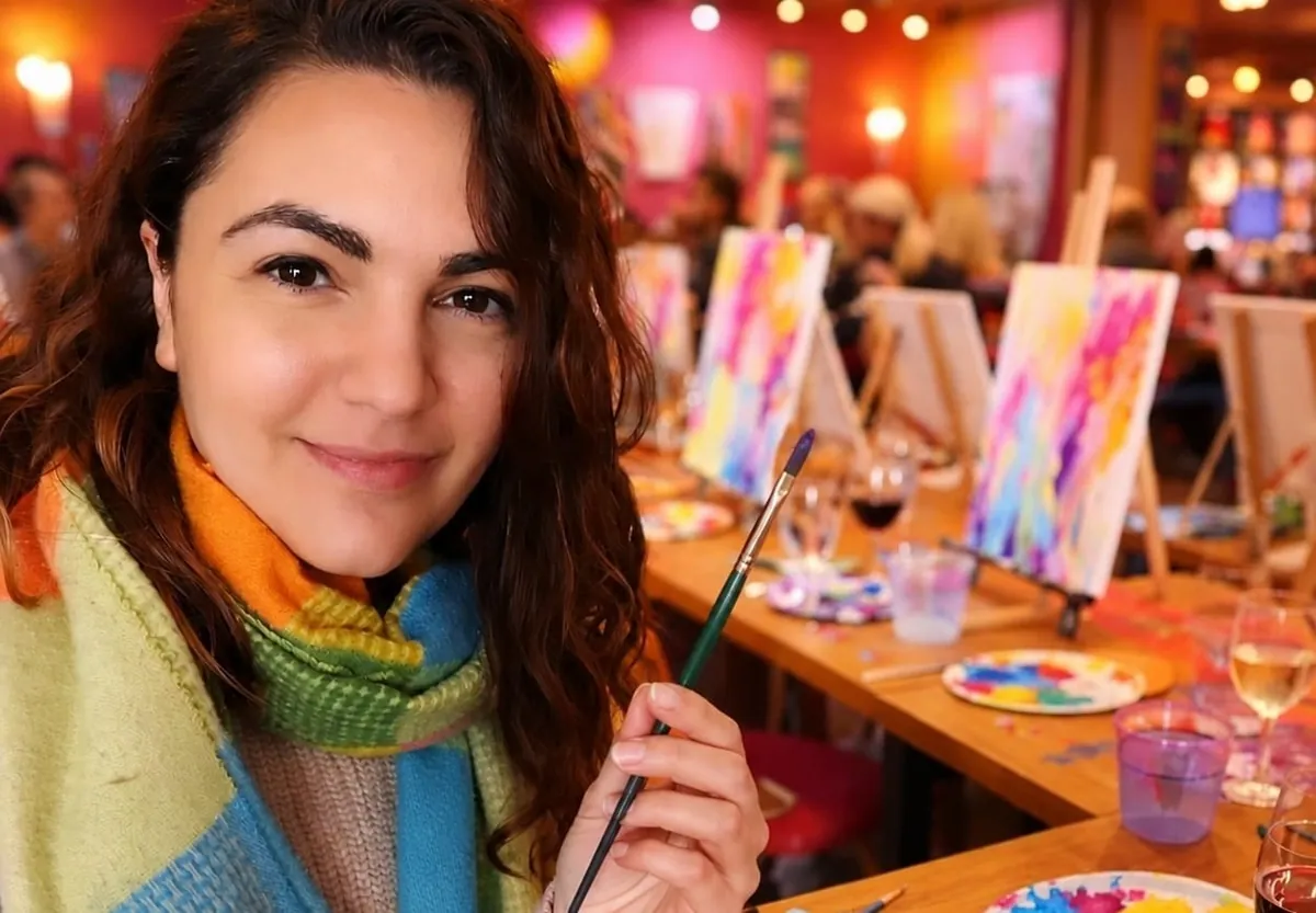 Jessa hosting a paint and sip event