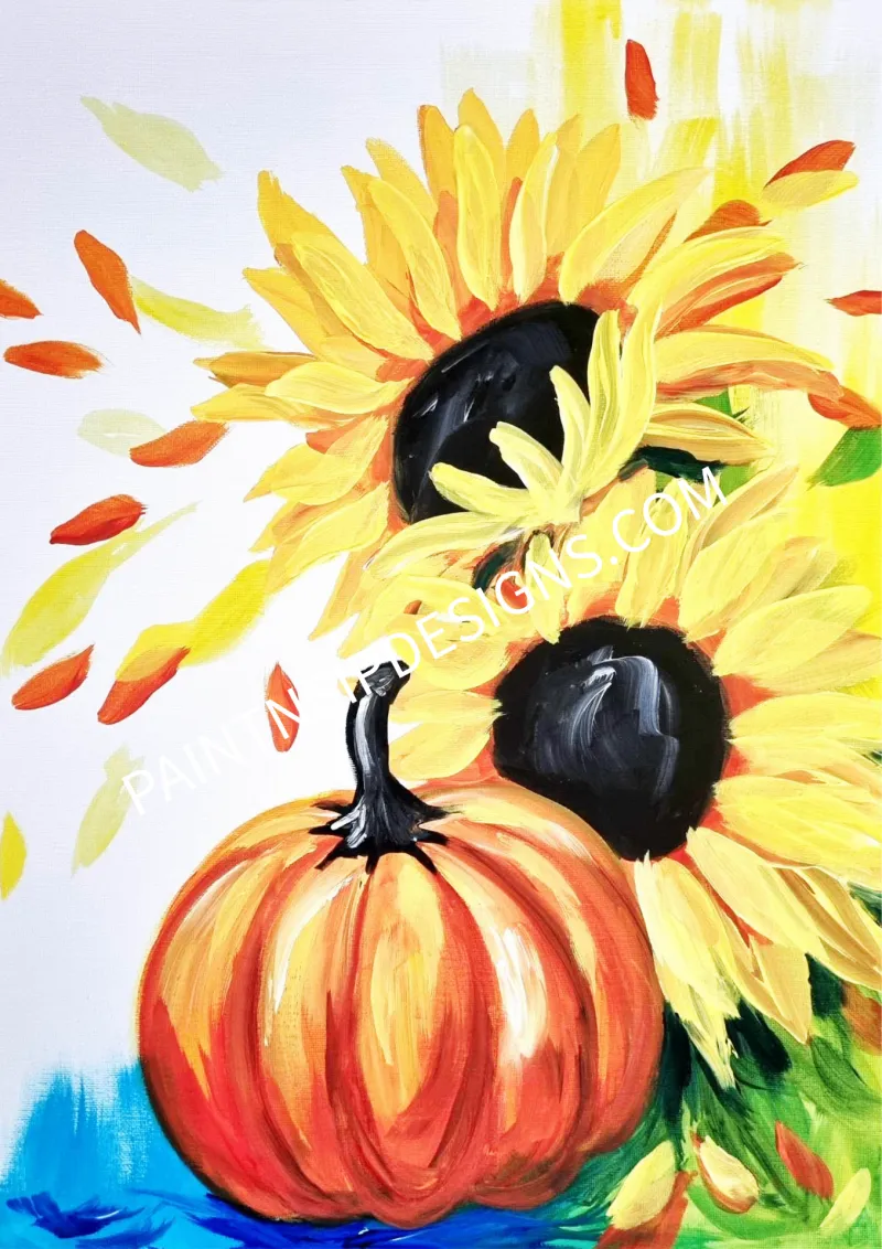 Pumpkin Sunflower painting