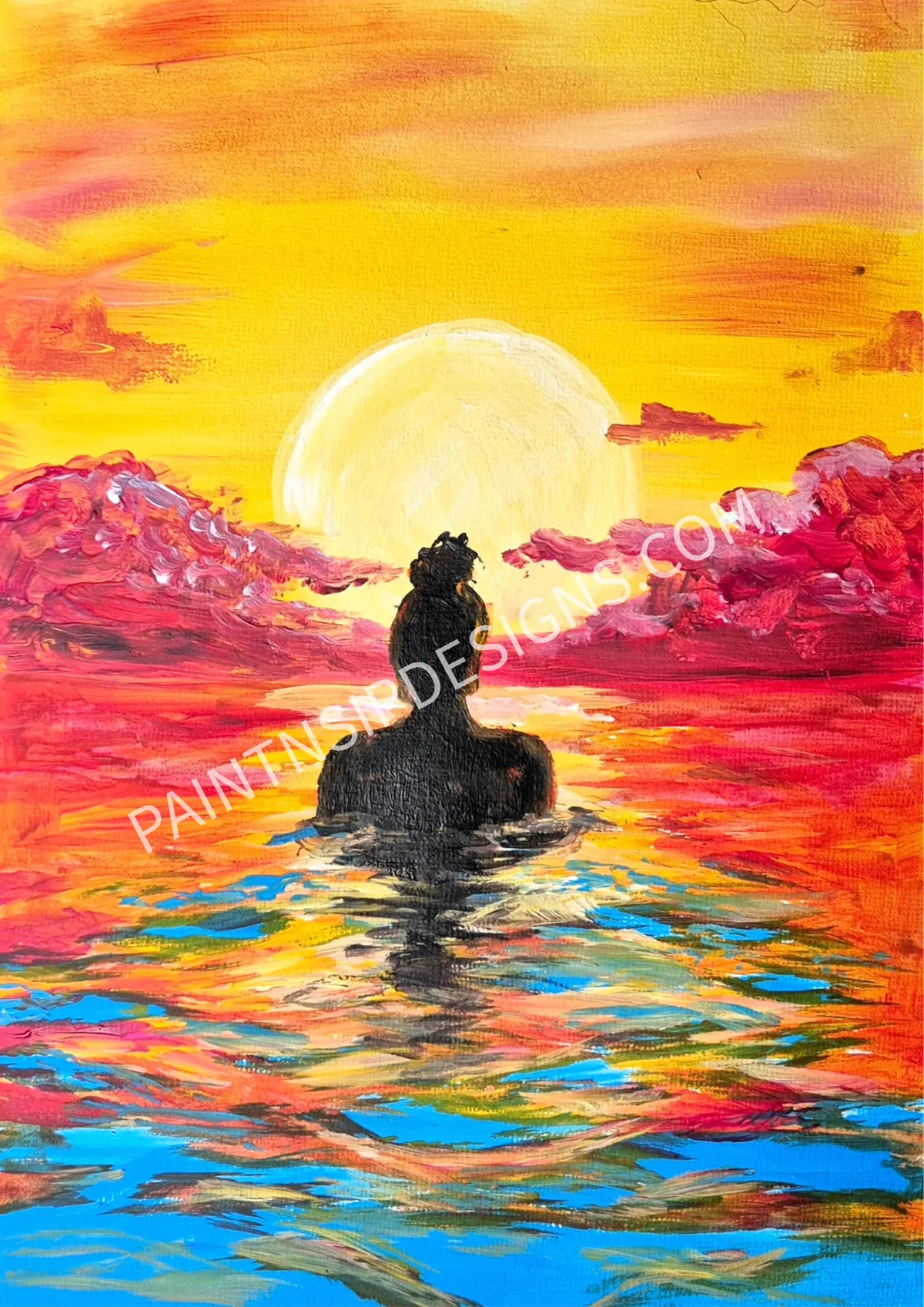 Sunset Swim painting
