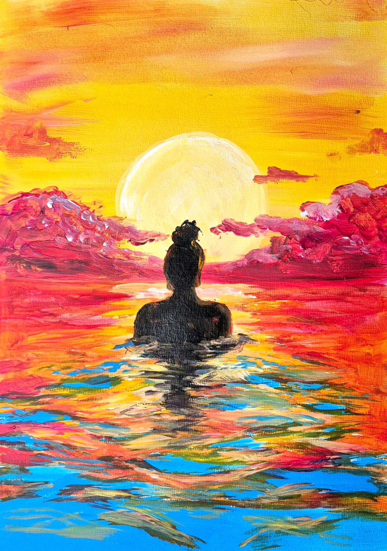 Sunset Swim painting